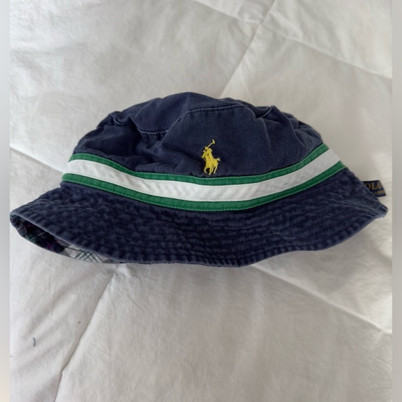Polo by Ralph Lauren Blue Green/Plaid Bucket Hat REVERSIBLE excellent condition - Picture 1 of 8